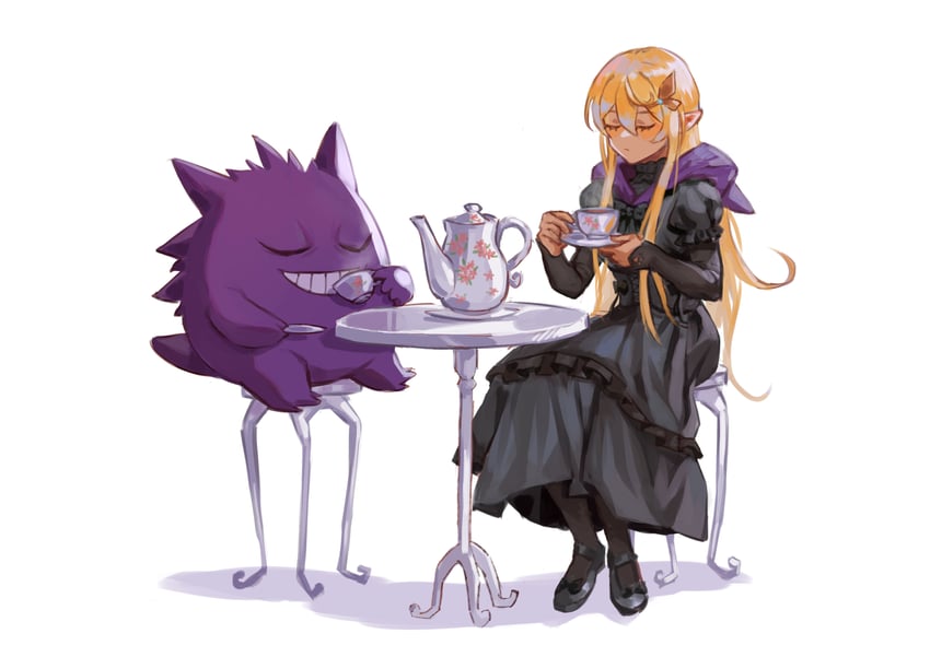 gengar and pomu rainpuff (pokemon and 2 more) drawn by maplesights