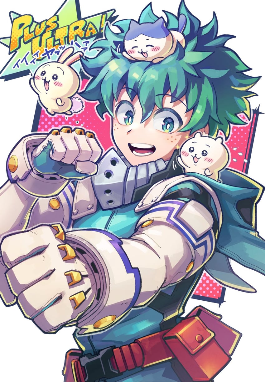 midoriya izuku, chiikawa, hachiware, and usagi (boku no hero academia and 1 more) drawn by mecyo_(mamezurushiki)