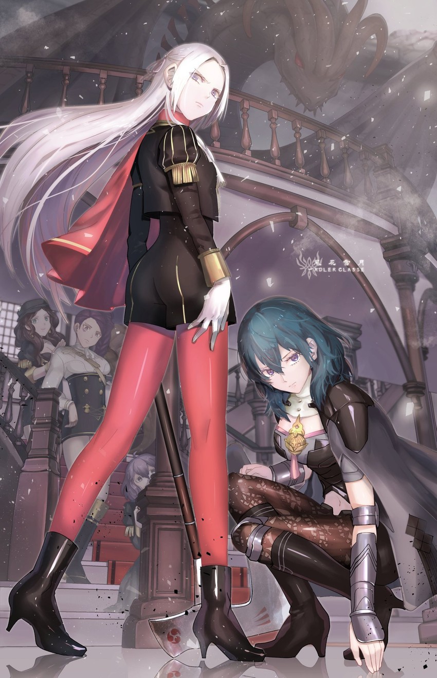 female byleth, edelgard von hresvelg, dorothea arnault, bernadetta von varley, petra macneary, and 1 more (fire emblem and 1 more) drawn by korokoro_daigorou