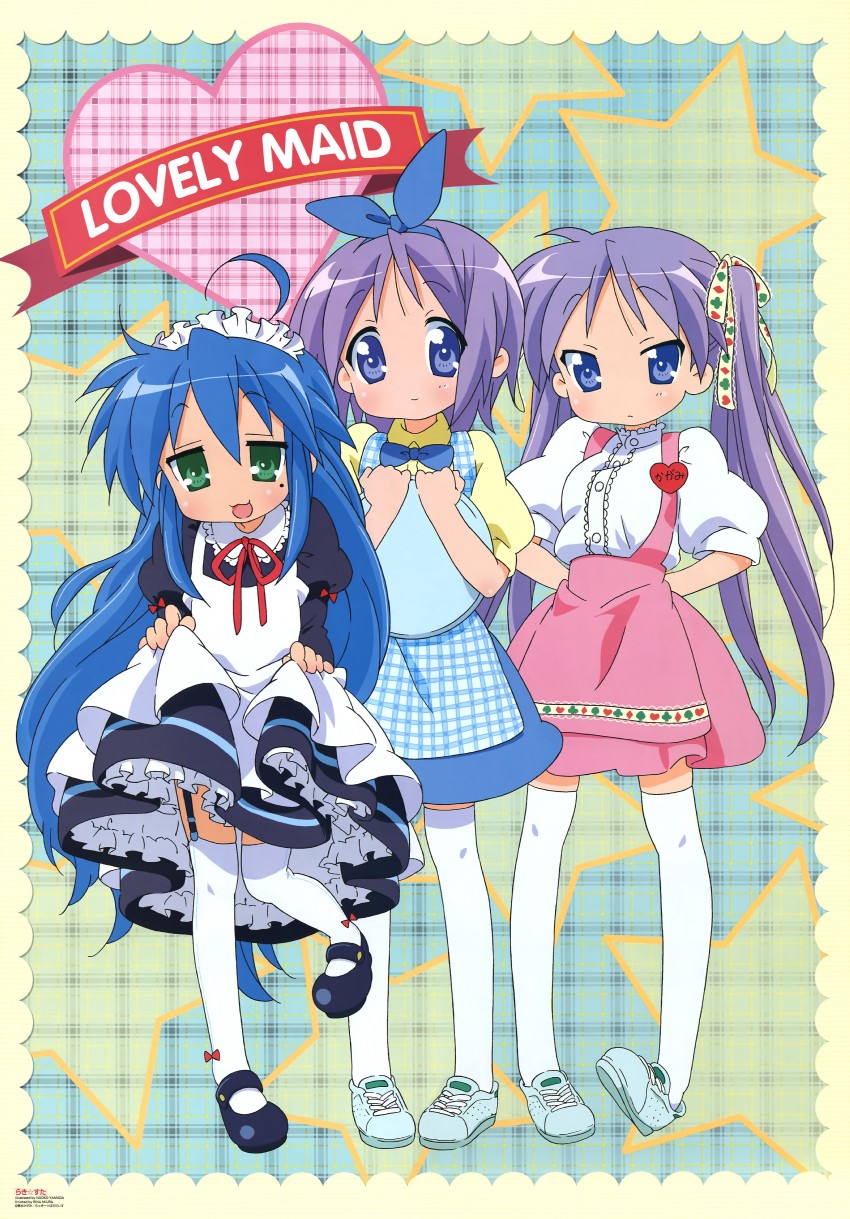 hiiragi kagami, izumi konata, and hiiragi tsukasa (lucky star and 1 more) drawn by yamada_naoko