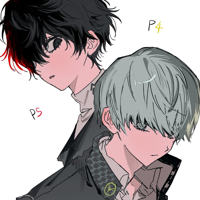 narukami yu and amamiya ren (persona and 2 more) drawn by goguma_wagamja