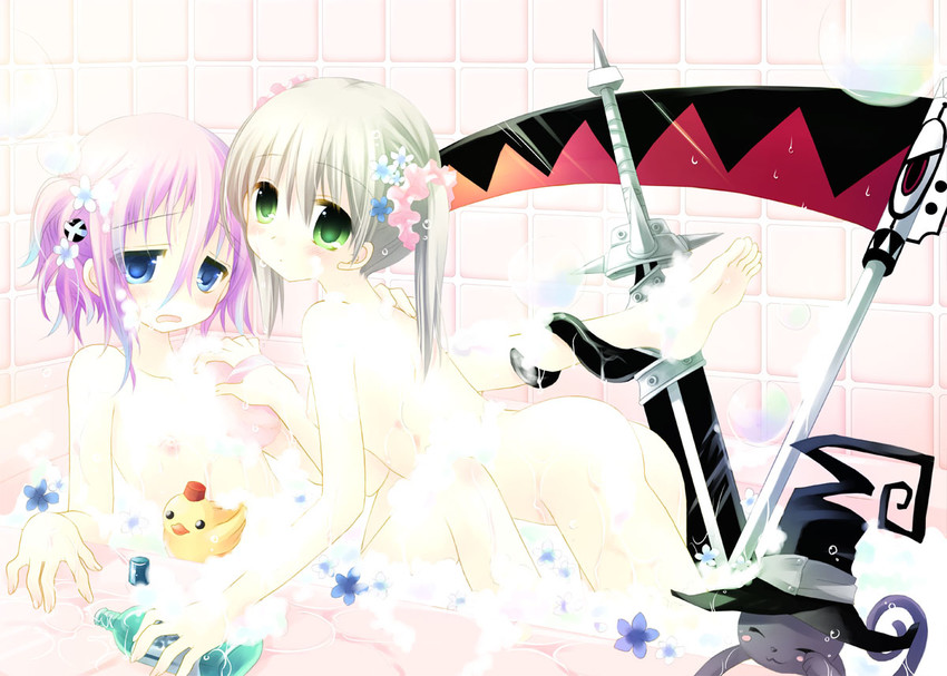 maka albarn, soul evans, crona, ragnarok, and blair (soul eater) drawn by sakurazawa_izumi