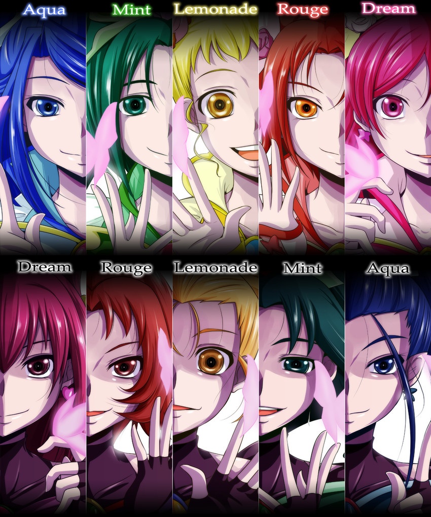 yumehara nozomi, minazuki karen, cure dream, kasugano urara, akimoto komachi, and 10 more (precure and 2 more) drawn by nishi_koutarou