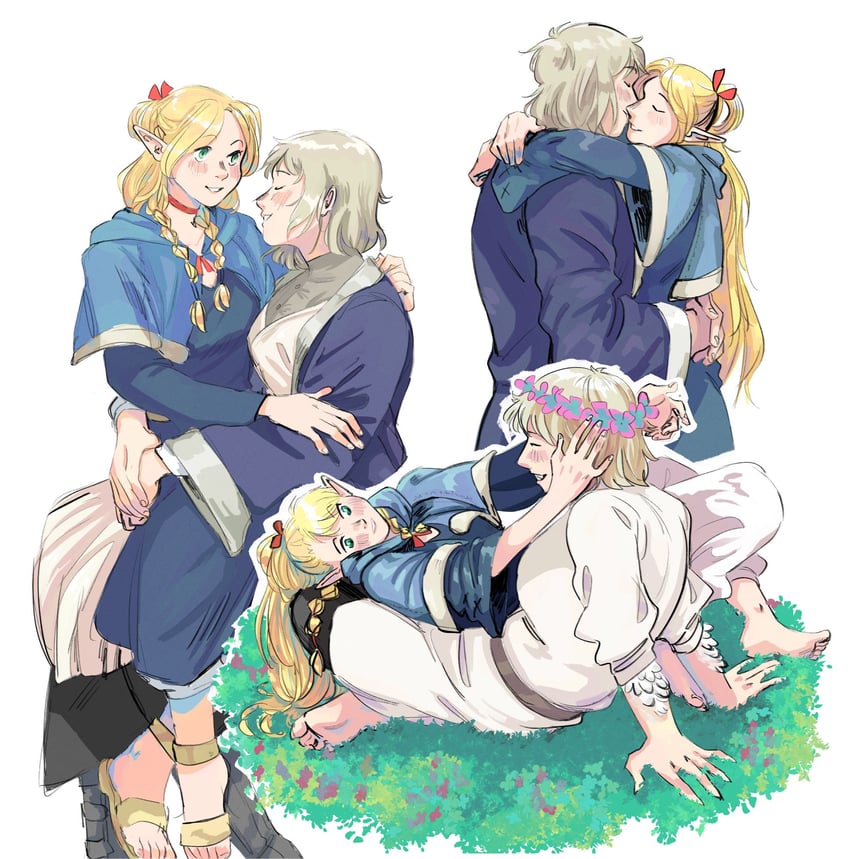 marcille donato and falin touden (dungeon meshi) drawn by kisexey