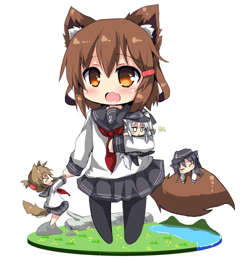 hibiki, inazuma, ikazuchi, and akatsuki (kantai collection) drawn by oshiruko_(uminekotei)
