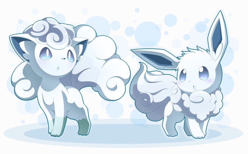eevee and alolan vulpix (original and 1 more) drawn by neru_(neruneruru)