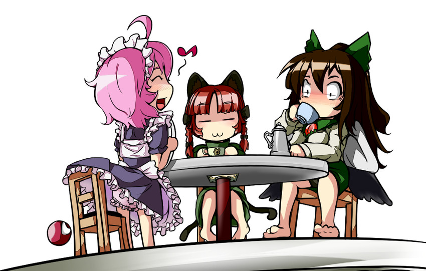komeiji satori, kaenbyou rin, and reiuji utsuho (touhou) drawn by sokutenkun