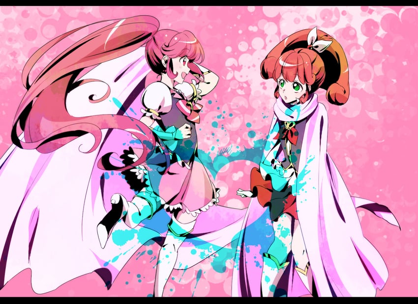 aino megumi, cure lovely, and cure mirage (precure and 1 more) drawn by shipu_(gassyumaron)