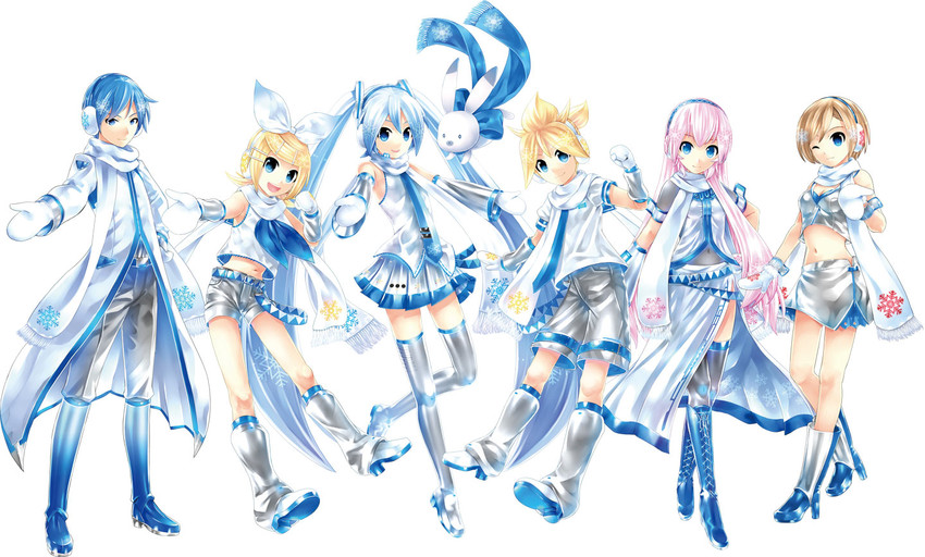 hatsune miku, kagamine rin, kagamine len, megurine luka, kaito, and 8 more (vocaloid) drawn by kei_(keigarou)