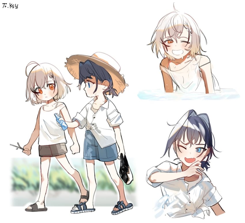ouro kronii and nanashi mumei (hololive and 1 more) drawn by eus_ing