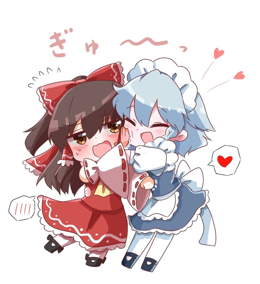 hakurei reimu and izayoi sakuya (touhou) drawn by tanikake_yoku