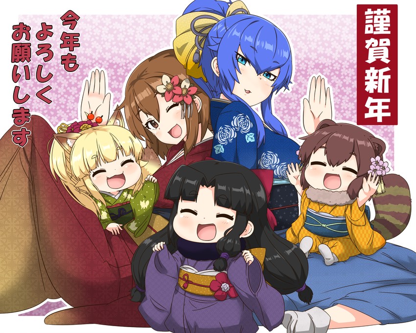 reiga mieru, shiki, tenko, onizuka ao, and danyotsuba (original) drawn by yuureidoushi_(yuurei6214)
