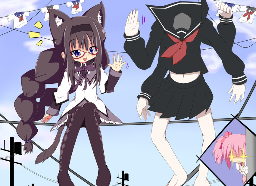 akemi homura, kaname madoka, and patricia (mahou shoujo madoka magica) drawn by matsubara_ryuu
