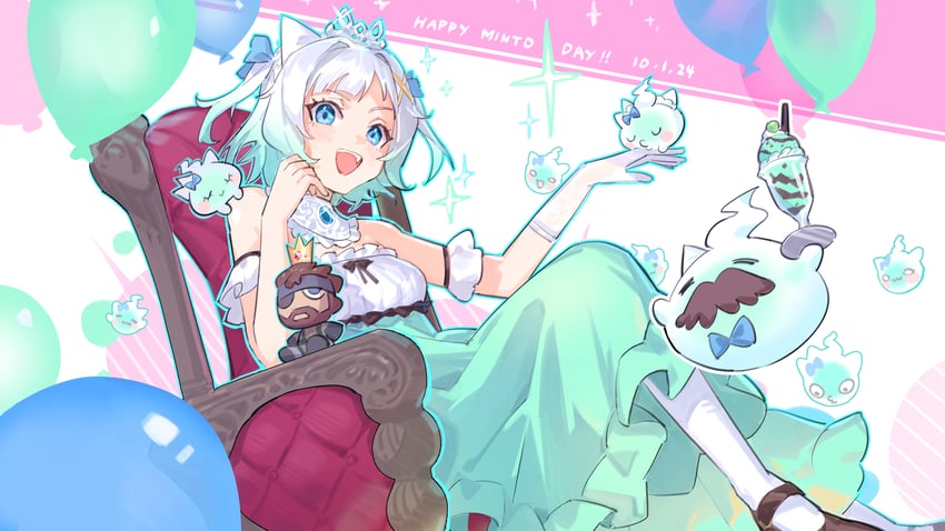mint fantome, big boss, and wisps (indie virtual youtuber and 1 more) drawn by maplesights