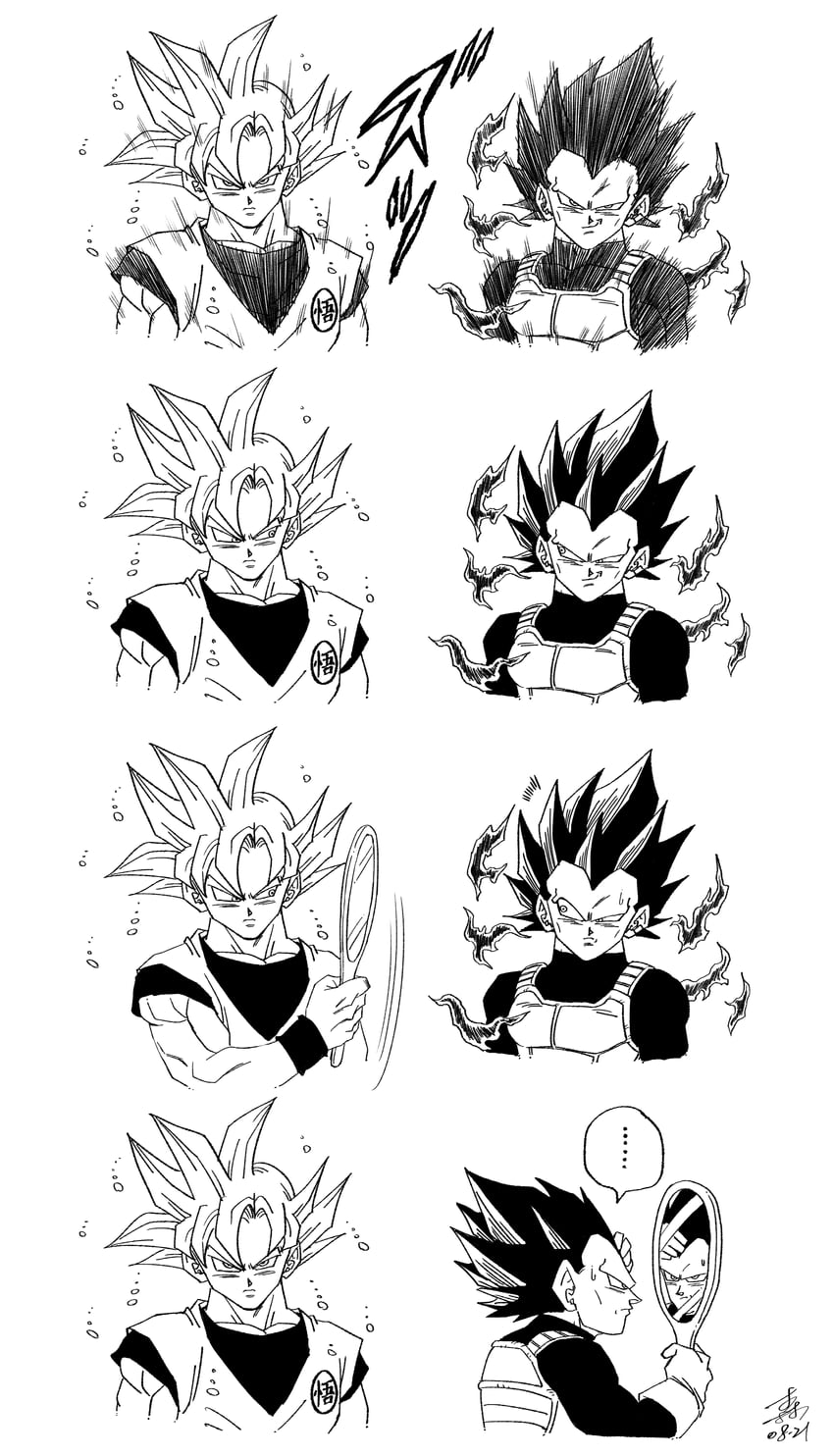 son goku and vegeta (dragon ball and 1 more) drawn by forest_1988