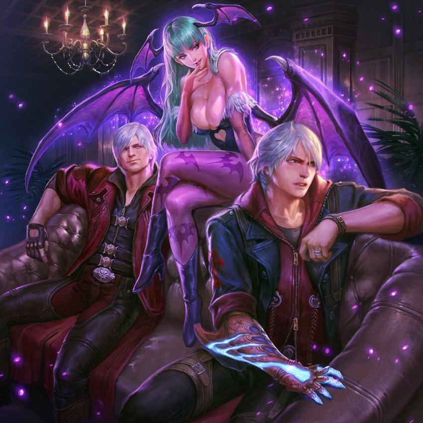 morrigan aensland, dante, and nero (darkstalkers and 3 more) drawn by friendhaircut