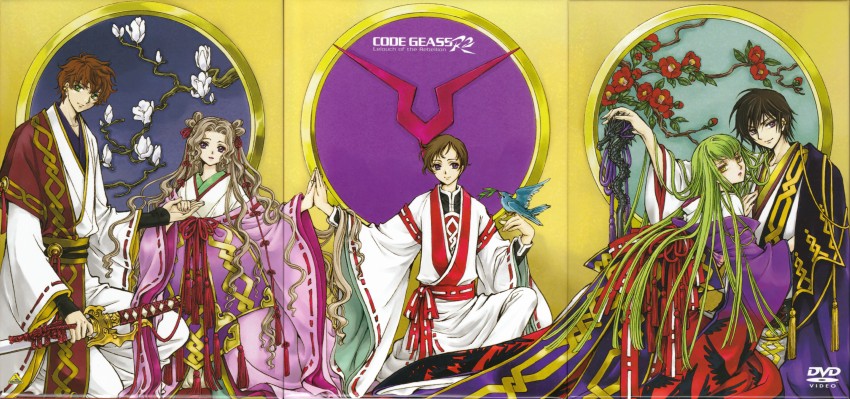 c.c., lelouch vi britannia, kururugi suzaku, nunnally vi britannia, and rolo lamperouge (code geass) drawn by clamp_(circle)