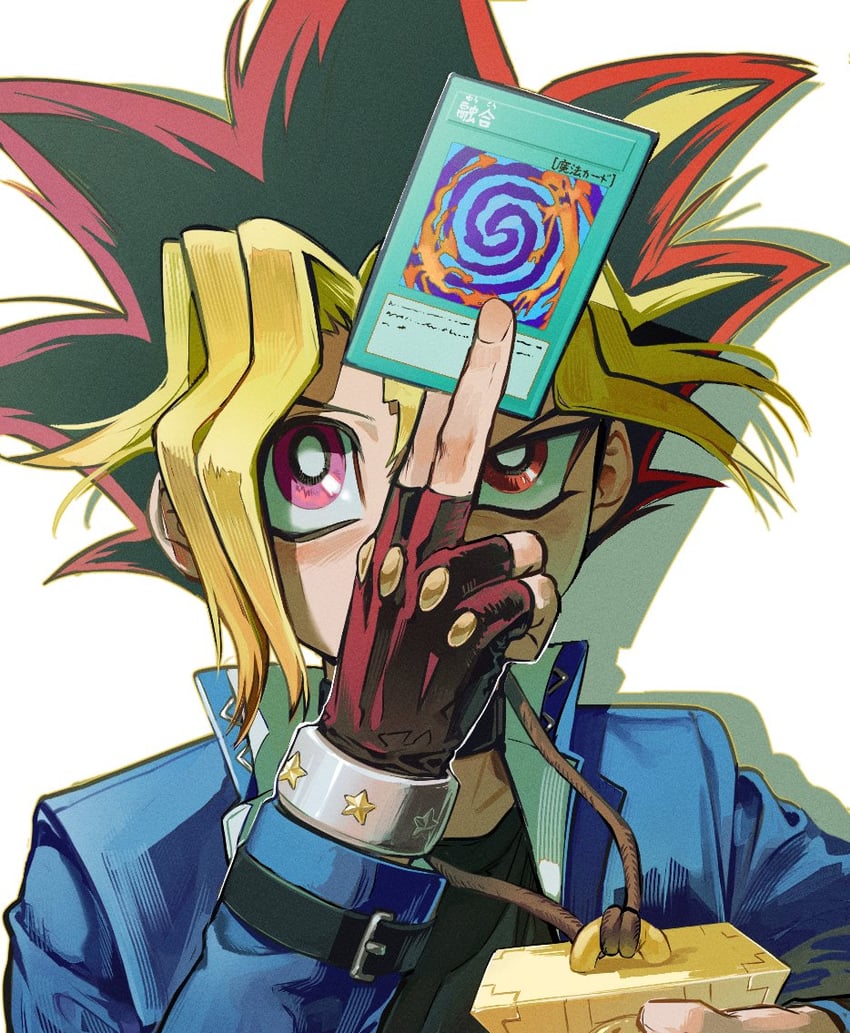 muto yugi, yami yugi, and polymerization (yu-gi-oh! and 1 more) drawn by ygogy55
