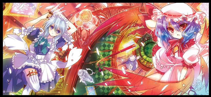 remilia scarlet and izayoi sakuya (touhou) drawn by hayata_aya