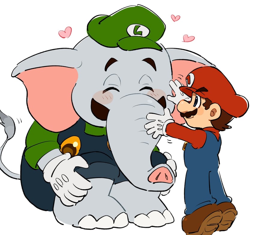 mario, luigi, and elephant luigi (mario and 1 more) drawn by mimimi_(mimimim9999)