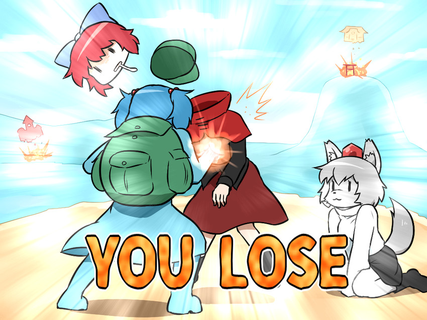 inubashiri momiji, kawashiro nitori, and sekibanki (touhou and 1 more) drawn by shirosato