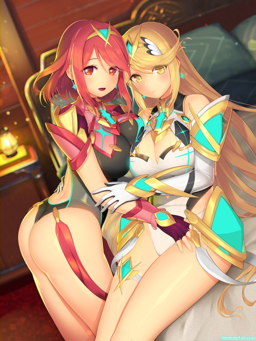 pyra and mythra (xenoblade chronicles and 1 more) drawn by kashiwamochi_yomogi