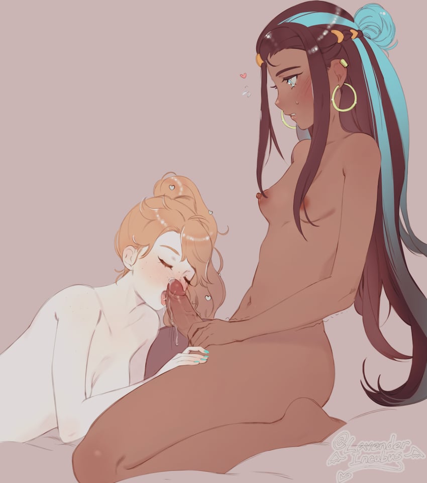 nessa and sonia (pokemon and 1 more) drawn by roarke_(lavenderincubus)