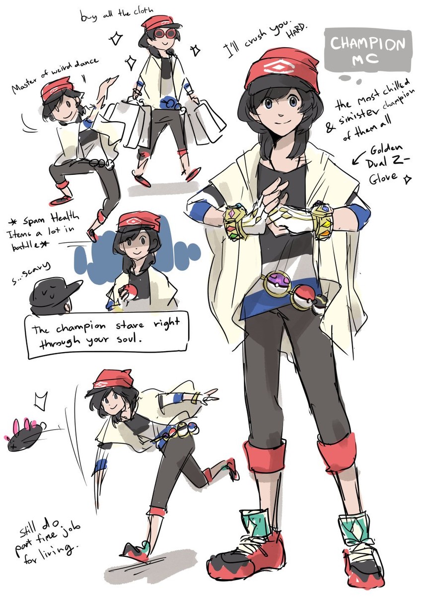 selene, elio, and pyukumuku (pokemon and 1 more) drawn by dc9spot