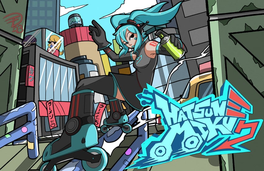 hatsune miku (vocaloid and 1 more) drawn by jarzard