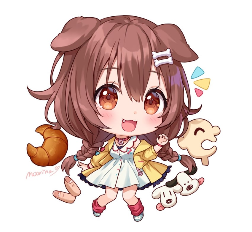 inugami korone, listener, hoso-inu, and futo-inu (hololive) drawn by moorina