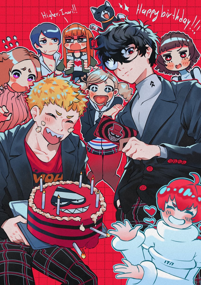 amamiya ren, takamaki anne, sakura futaba, niijima makoto, okumura haru, and 4 more (persona and 2 more) drawn by andrich_galam