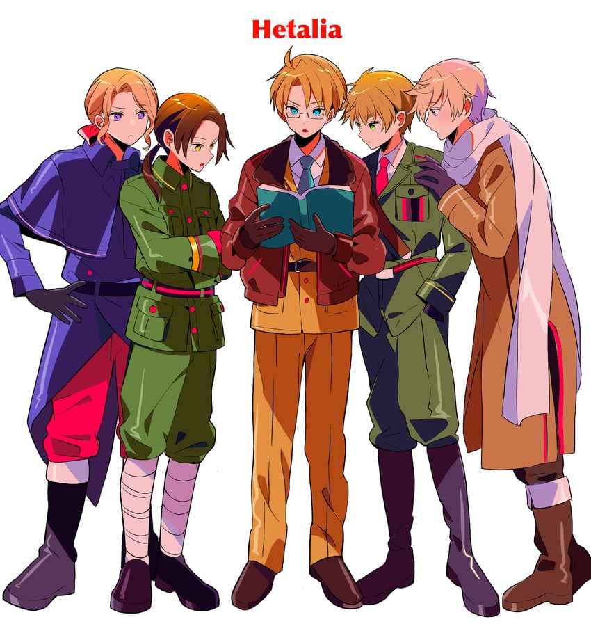 america, united kingdom, russia, china, and france (axis powers hetalia) drawn by sanamaru_(sana79261827)