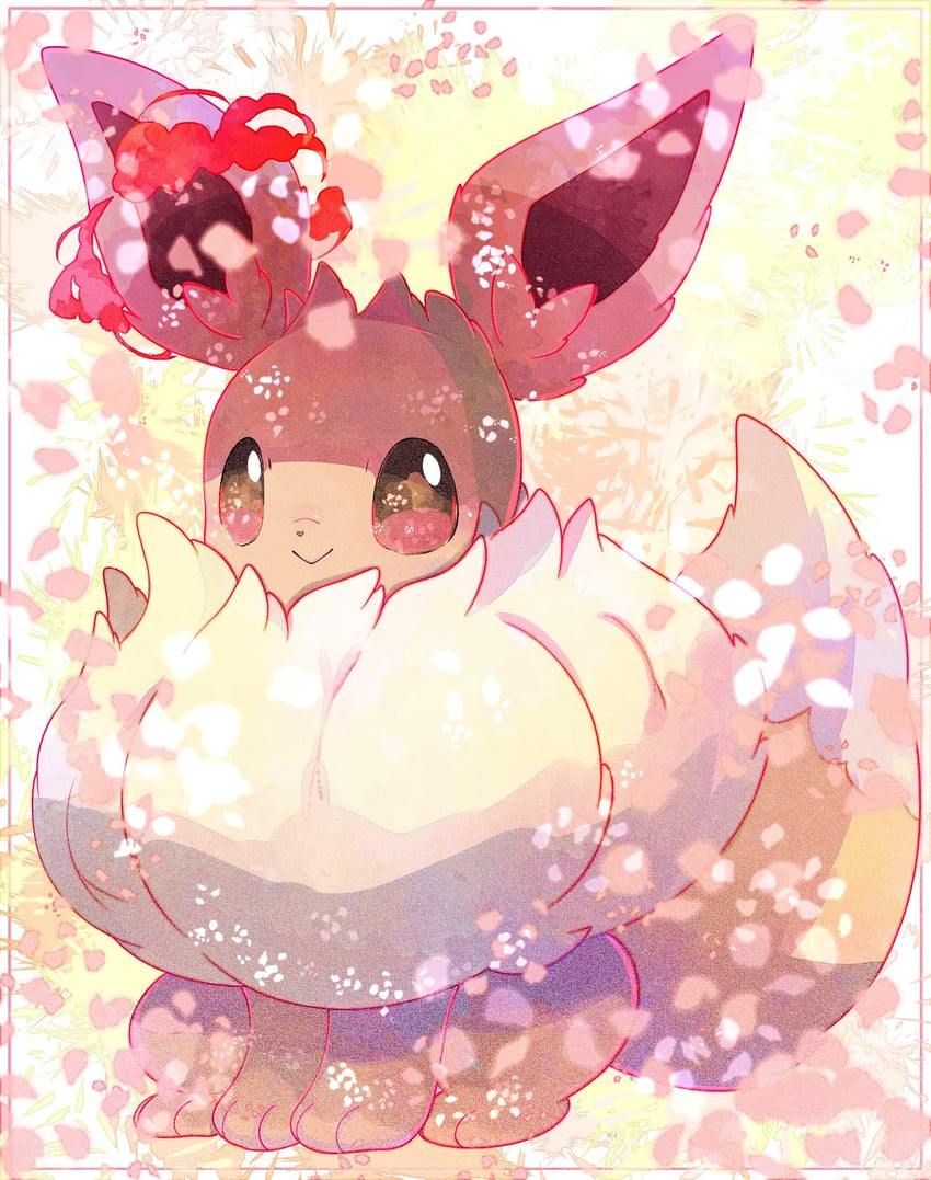 eevee and gigantamax eevee (pokemon) drawn by loki_(regulus_1111)