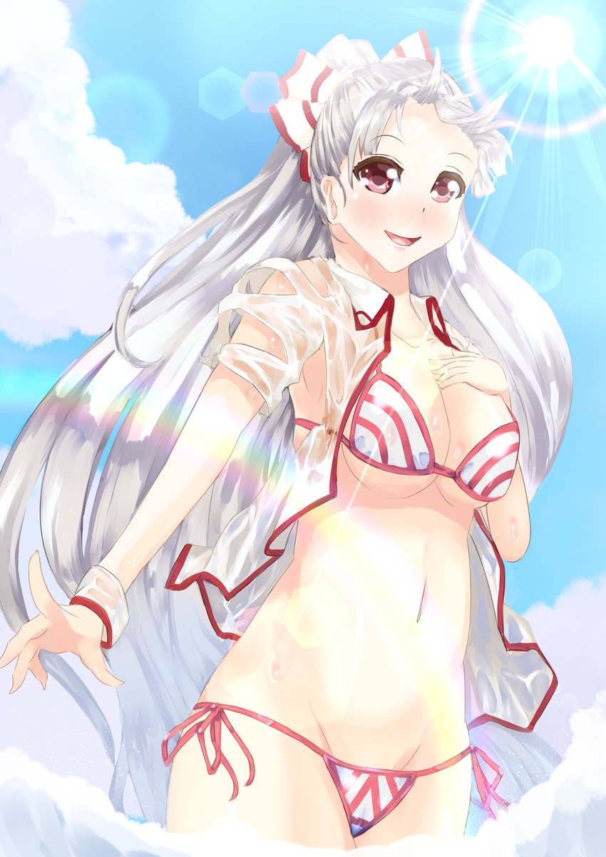 fujiwara no mokou (touhou) drawn by amatou3