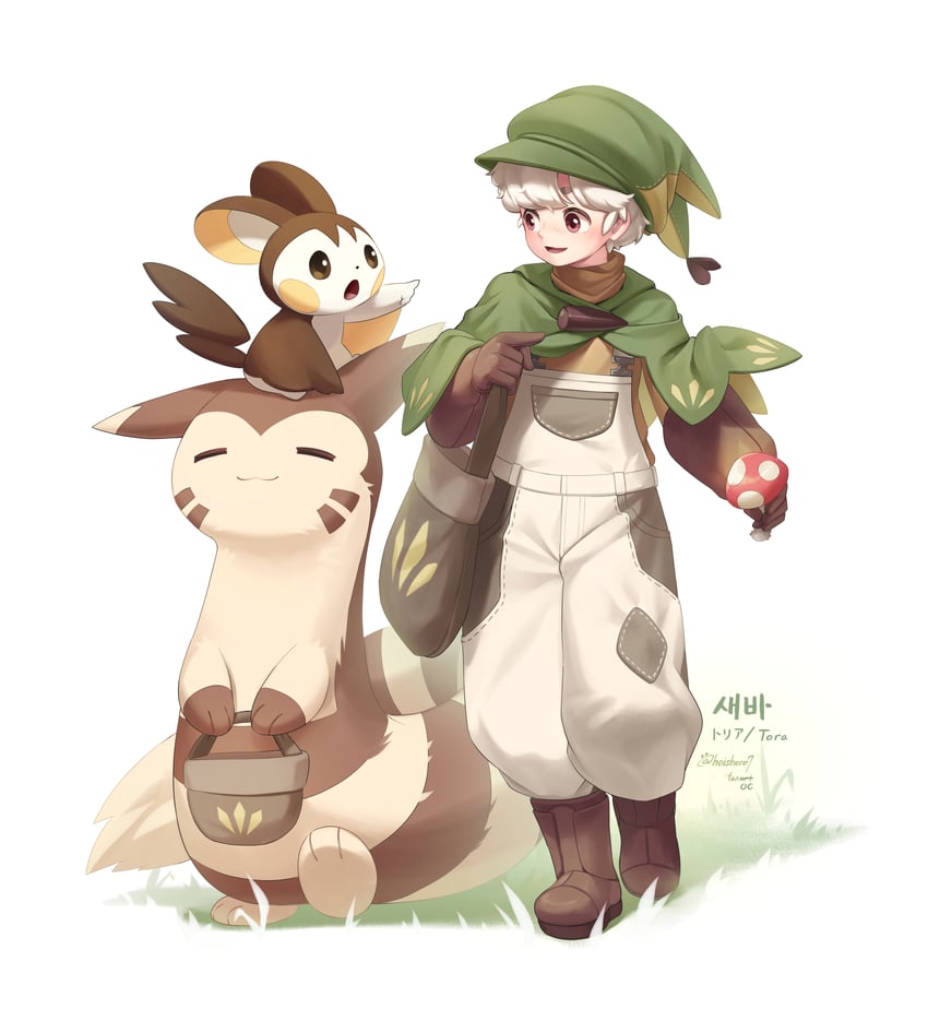 furret and emolga (pokemon) drawn by hoishere7
