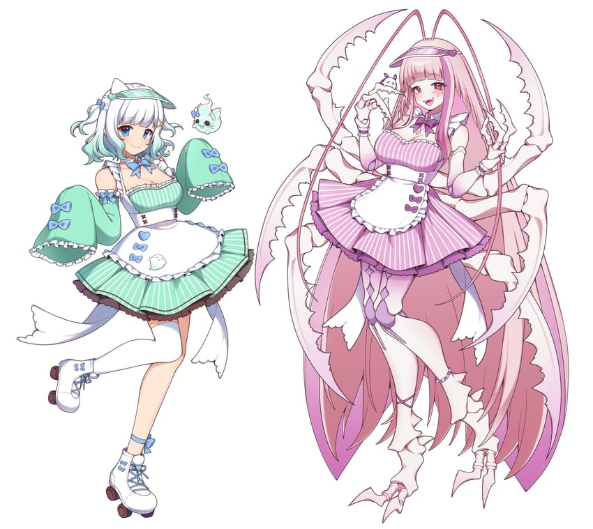 mint fantome, matara kan, wisps, and momo (indie virtual youtuber and 1 more) drawn by nackoyo