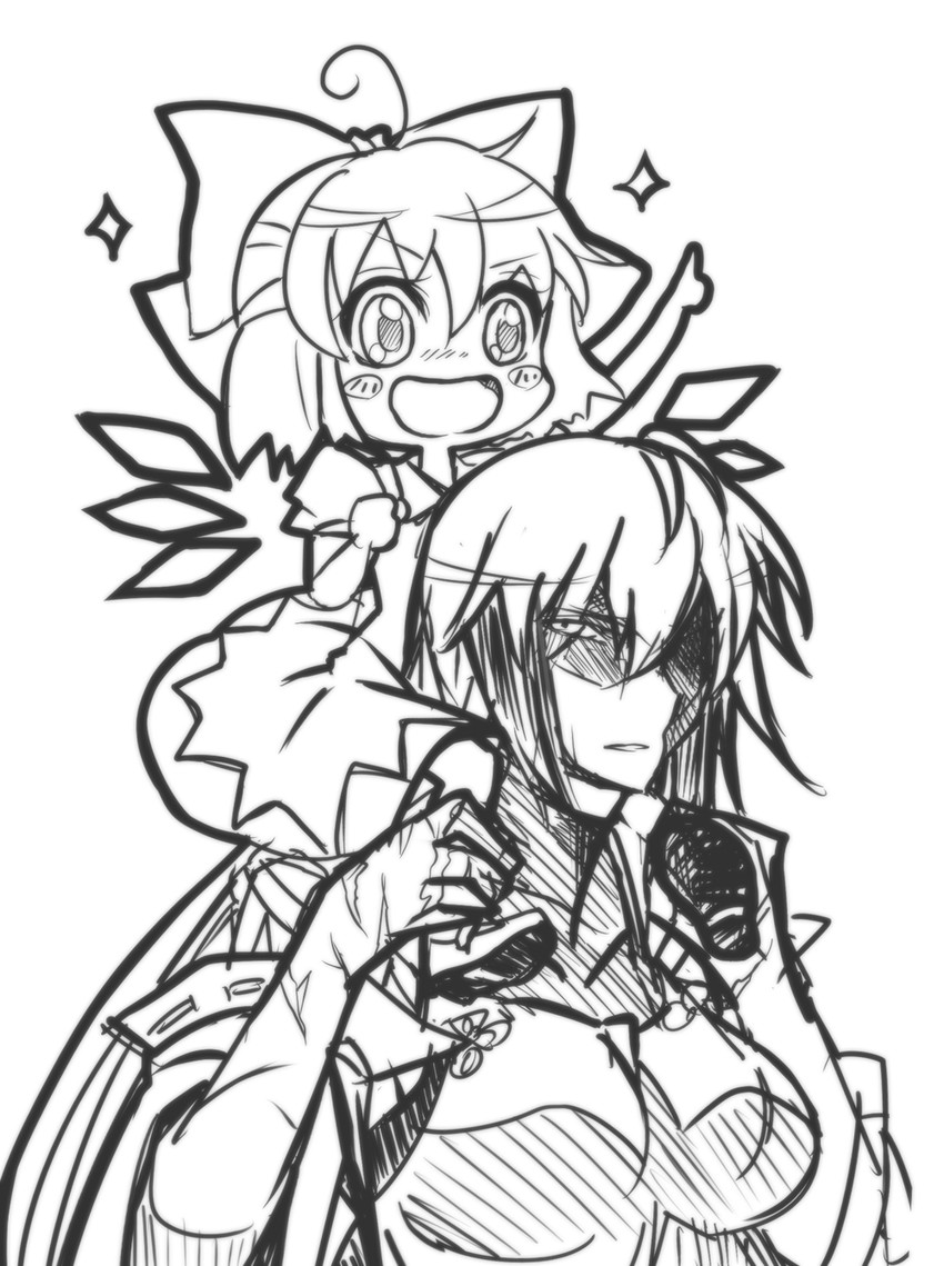 cirno and sendai hakurei no miko (original and 2 more) drawn by yagami_(mukage)