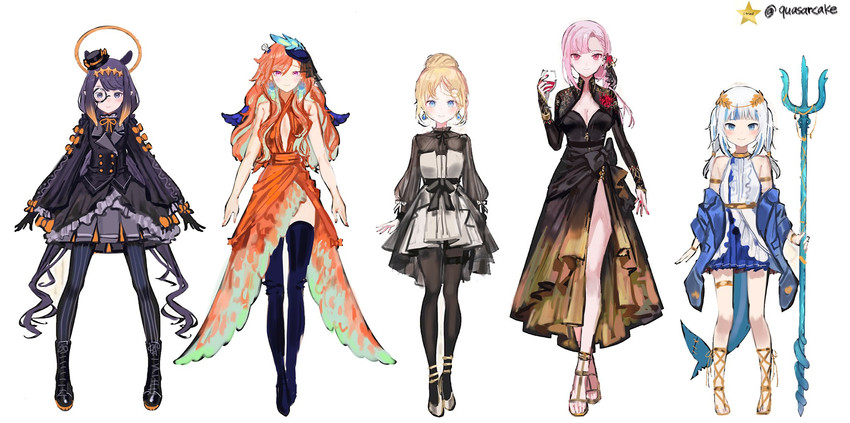 gawr gura, mori calliope, ninomae ina'nis, takanashi kiara, and watson amelia (hololive and 1 more) drawn by quasarcake