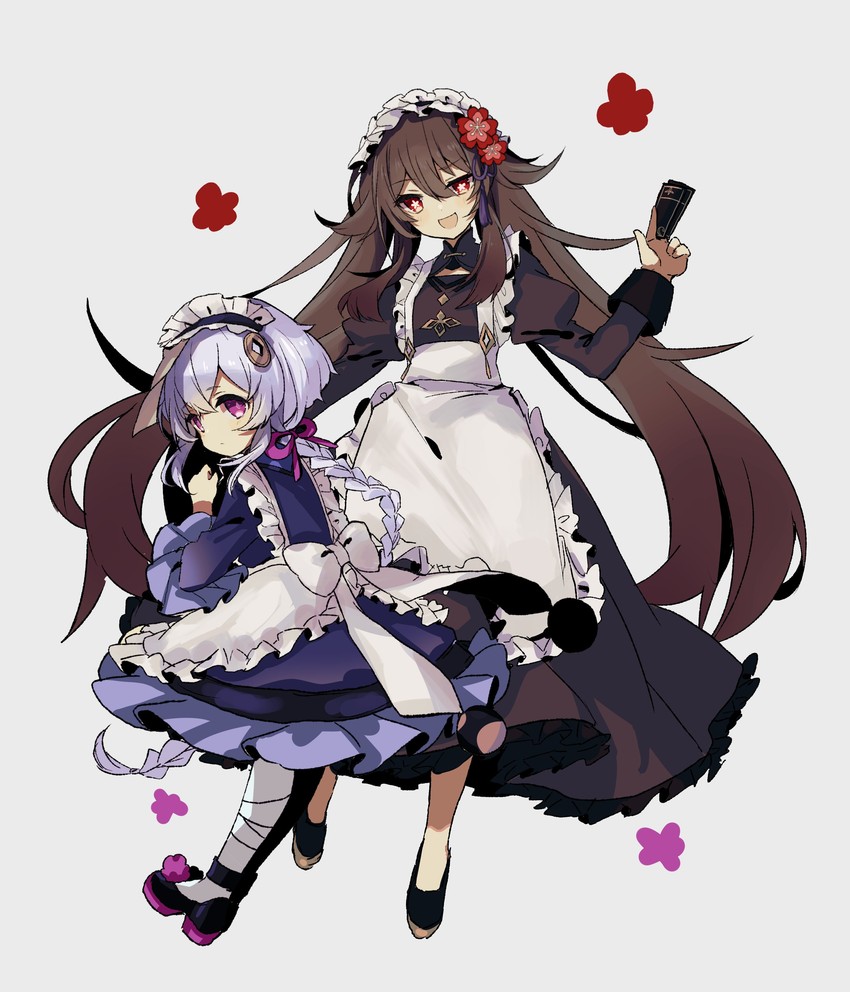 hu tao and qiqi (genshin impact) drawn by merry-san