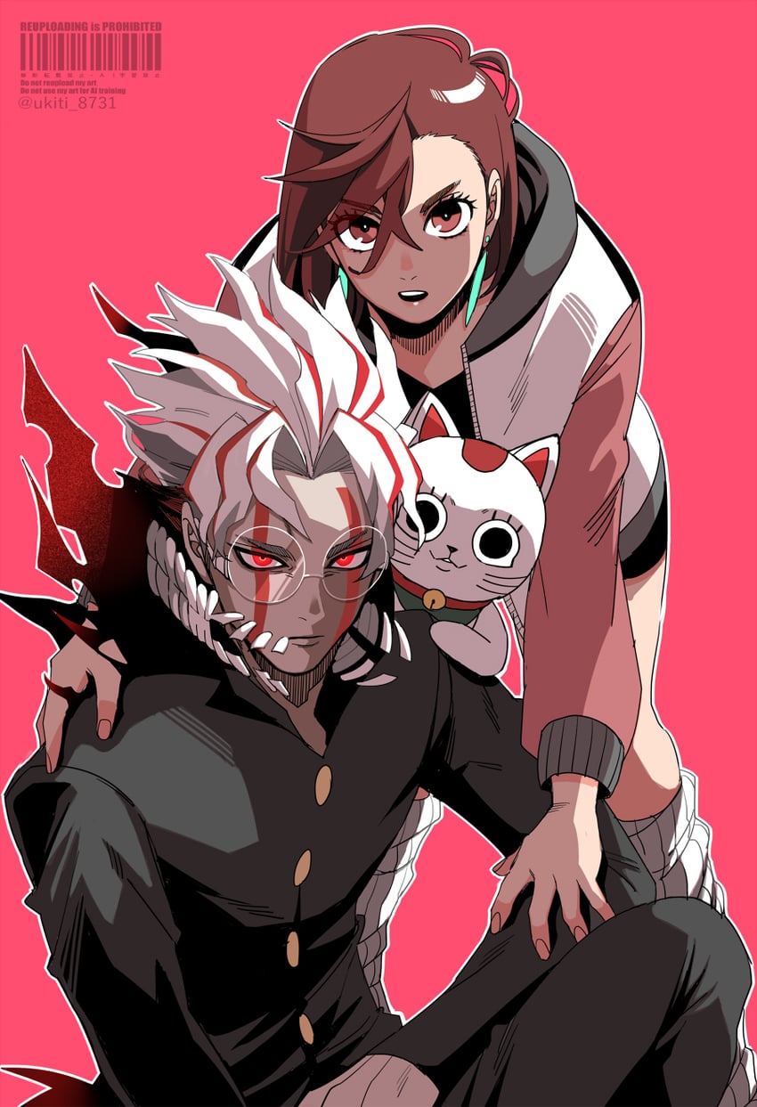 ayase momo, takakura ken, and turbo granny (dandadan) drawn by wakame_shi
