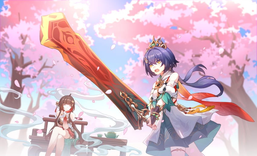yunli and lingsha (honkai and 1 more) drawn by yigexiaohao040