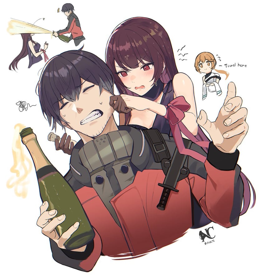 commander, ots-14, groza, makiatto, and wa2000 (girls' frontline and 1 more) drawn by niac