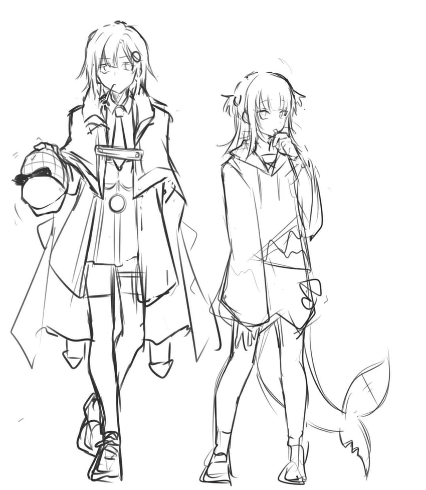 gawr gura and watson amelia (hololive and 1 more) drawn by 17aijo
