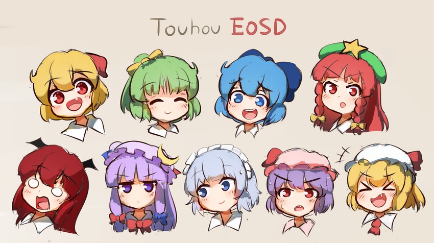 remilia scarlet, flandre scarlet, izayoi sakuya, cirno, patchouli knowledge, and 4 more (touhou and 1 more) drawn by ferdy's_lab