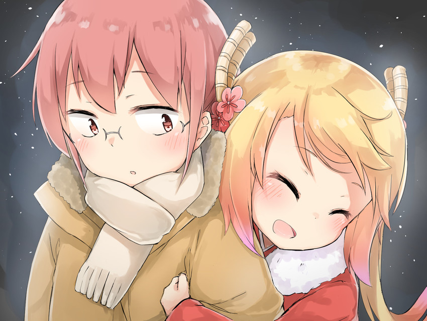 tohru and kobayashi (kobayashi-san chi no maidragon) drawn by nosetissue