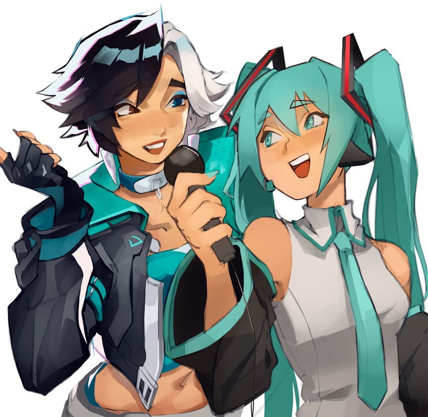 hatsune miku and luna snow (vocaloid and 2 more) drawn by koffre3