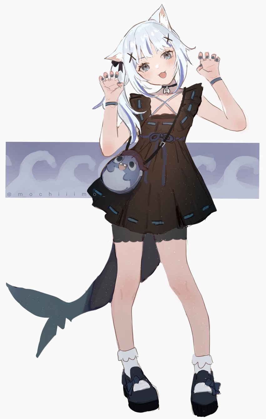 gawr gura and bloop (hololive and 1 more) drawn by mochii