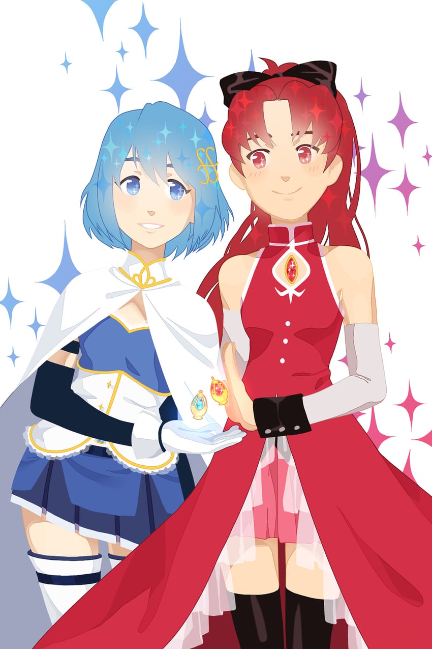 miki sayaka and sakura kyoko (mahou shoujo madoka magica) drawn by alexia_khodanian