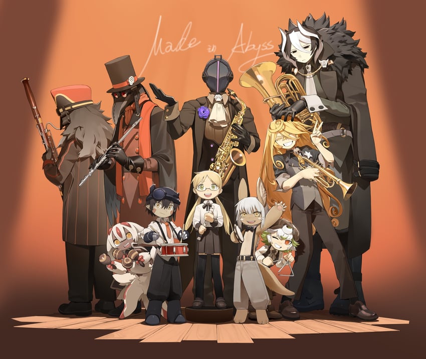 nanachi, reg, faputa, riko, ozen, and 5 more (made in abyss) drawn by knifedragon
