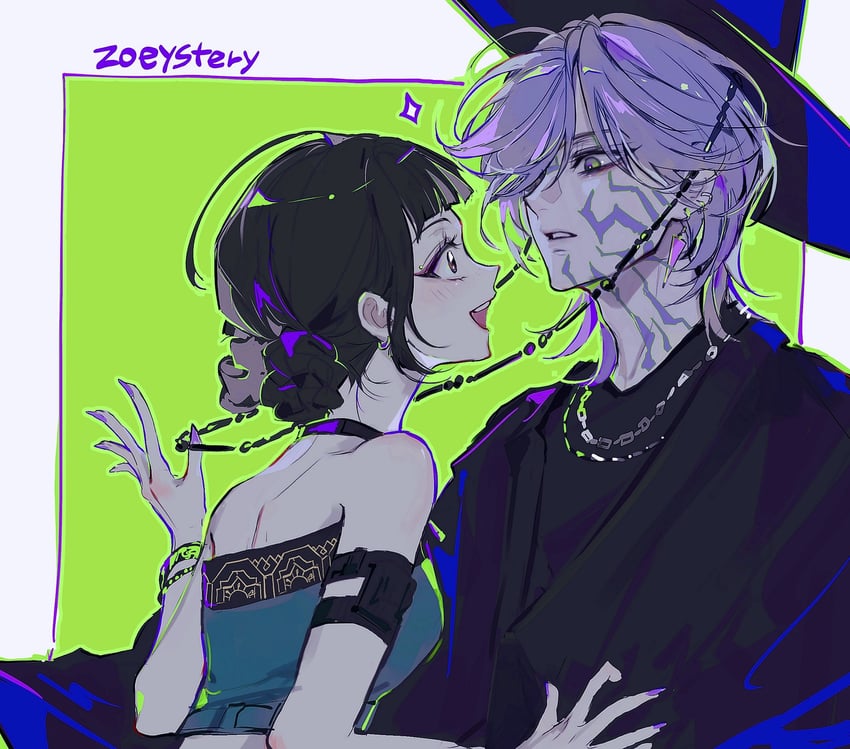 zoey and mystery (kpop demon hunters) drawn by evl_1230